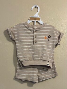 NWT Rabbit + Bear infants Sunny Days organic cotton terry set sz 12m
